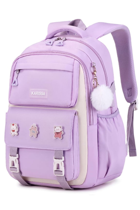 Backpacks with Anti-Theft Back Pocket, Lightweight School Backpack, Water Resistant Bookbag, Purple