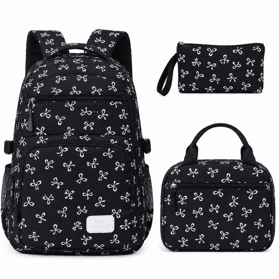 Soda Candy Backpack Set 3pcs Coquette Bow School Bookbag Cute Kawaii Printed Book Bag