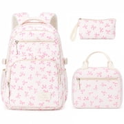 Backpack Set 3pcs Coquette Bow School Bookbag Cute Kawaii Printed Book Bag