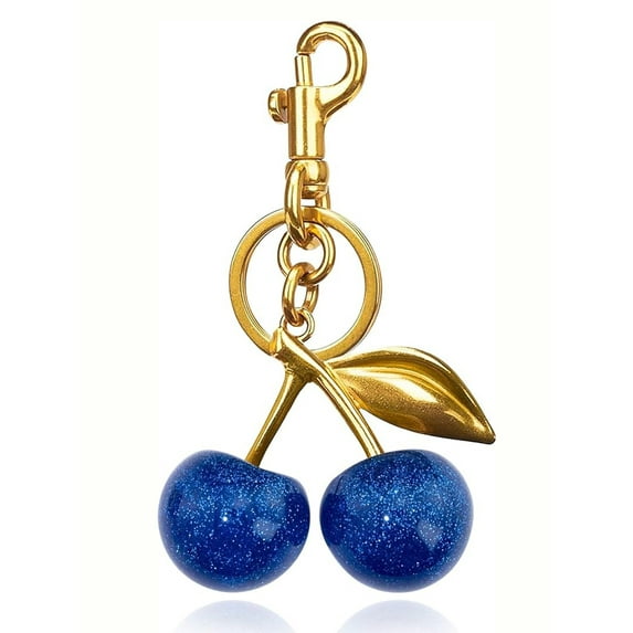 Soda Candy Cherry Bag Charm Purse Cute Keychains for Women Car Keyrings Leather Handbags Made of Metal Hardware and Glittering Resin
