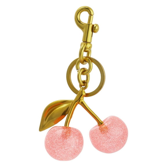 Soda Candy Cherry Bag Charm Purse Cute Keychains for Women Car Keyrings Leather Handbags Made of Metal Hardware and Glittering Resin