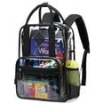 thumbnail image 1 of Soda Candy Clear Backpack Heavy Duty Stadium Approved PVC School Transparent Backpacks, Black, 1 of 10