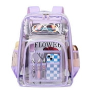 Soda Candy Clear Backpack Heavy Duty TPU Transparent Backpack Stadium Approved Large Waterproof Clear Book Bag Quick Security Check See Through Backpack with Reinforced Straps, Purple