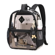 Soda Candy Clear Backpack for Stadium Events Approved 12×6×12", Thick PVC Mini Clear Bag with Front Pocket for Concert Sport Events Work Travel School, Black