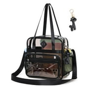 Soda Candy Clear Tote Bag 12x6x12 Clear Bag for Stadium Events See Through Bag for Women Transparent Concert Bag with Adjustable Shoulder Straps, Semi-Black