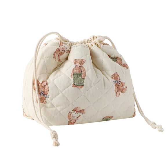 Soda Candy Makeup Bag Cotton Quilted Drawstring Cosmetic Bag with Canvas Coquette Aesthetic Cute Travel Toiletry Bag Travel Make Up Organizer Bag Drawstring Gift Bag for Women