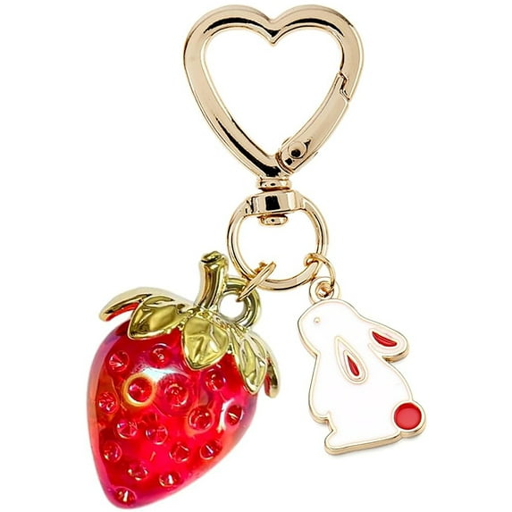 Soda Candy Cute Strawberry Bag Charms, Kawaii Flower Daisy Keychain Accessories Decor for Women Purse Gift Car Key Chain Purse Charms