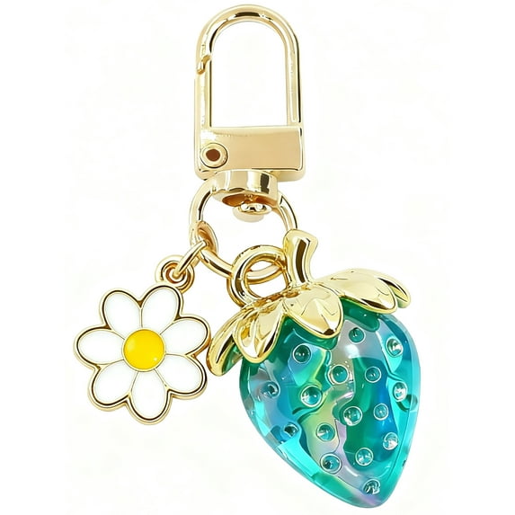 Soda Candy Cute Strawberry Bag Charms, Kawaii Flower Daisy Keychain Accessories Decor for Women Purse Gift Car Key Chain Purse Charms