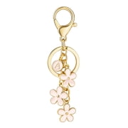 Soda Candy Initial Keychain Flower Keyring for Key Cute Letter Bag Charms for Handbag Backpack, Pink, A