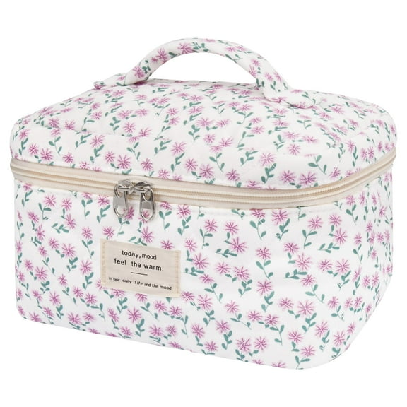 Soda Candy Large Makeup Bag Cotton Cosmetic Bags for Travel Cute Floral Coquette Aesthetic Toiletry Bag for Women