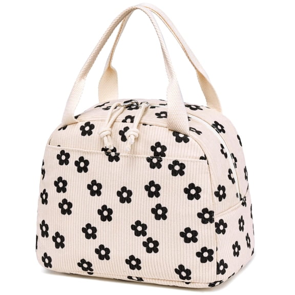 Soda Candy Lunch Bag for Women Men Cute Corduroy Lunch Tote Bags Reusable Insulated Lunch Box Large Capacity Reusable Insulated Cooler for Work Picnic School Travel , Corduroy Floral