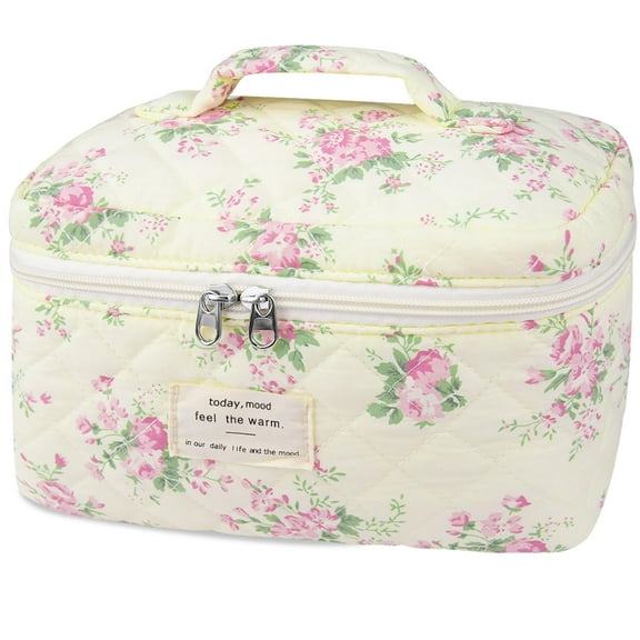 Soda Candy Large Makeup Bag Cotton Cosmetic Bags for Travel Cute Floral Coquette Aesthetic Toiletry Bag for Women