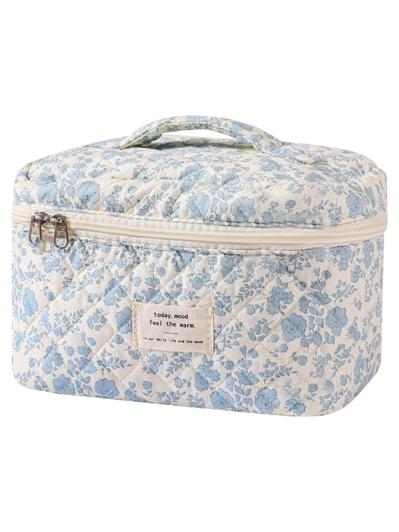 Large Makeup Bag Cotton Cosmetic Bags for Travel Cute Floral Coquette Aesthetic Toiletry Bag for Women