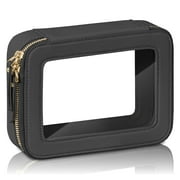 Soda Candy Clear Makeup Bag Organizer Travel Toiletry Bag Cosmetic Bag for Women Waterproof Portable Make op Skincare Pouch Car Organizer Bag with Golden Zippers for Essentials, Black