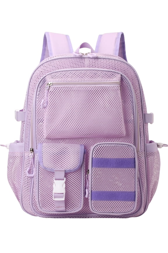 Heavy Duty Mesh Backpack See Through School Bookbag for School Swim Beach Travel