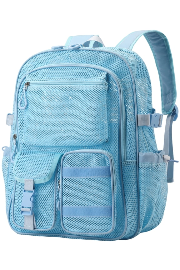 Heavy Duty Mesh Backpack See Through School Bookbag for School Swim Beach Travel