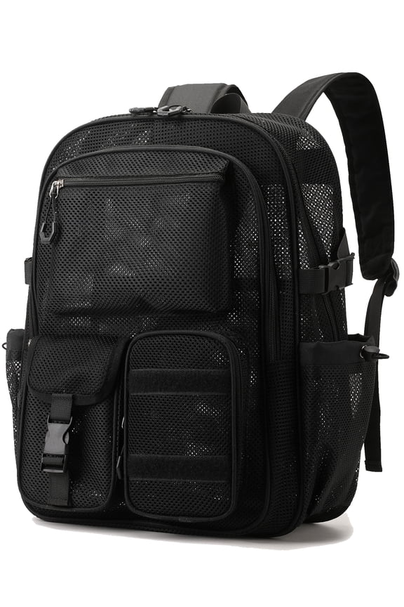 Heavy Duty Mesh Backpack See Through School Bookbag for School Swim Beach Travel