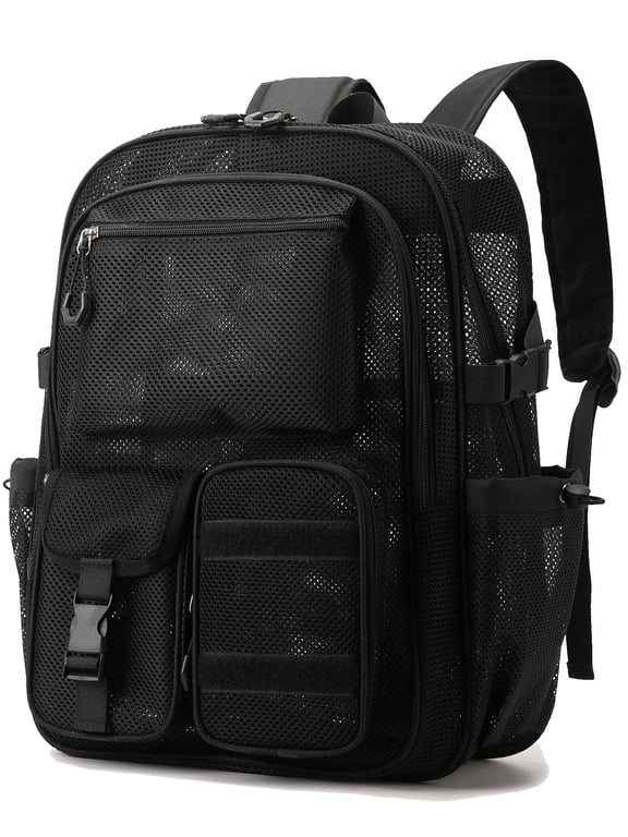 Heavy Duty Mesh Backpack See Through School Bookbag for School Swim Beach Travel