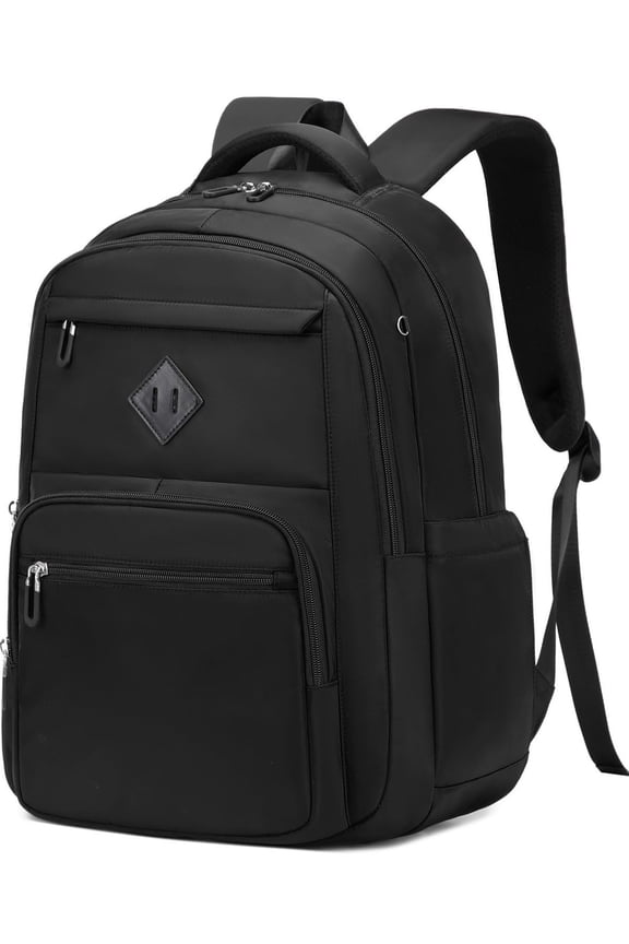 School Backpack Lightweight Bookbag Backpack with Luggage Strap, Black