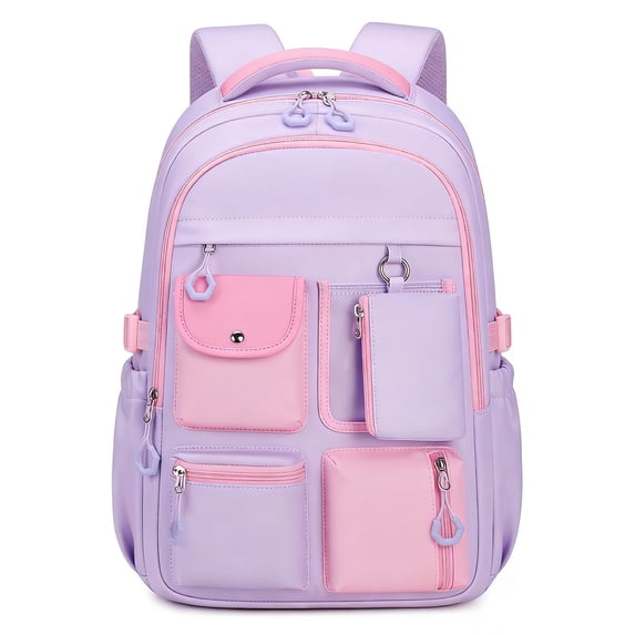 Soda Candy Girls Backpack for School Cute Colorblock Kids Backpack with Multi-Pocket Water Resistant Ergonomic Bookbag for Elementary Middle Hight School