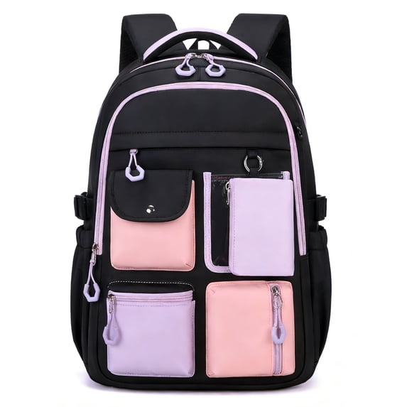 Soda Candy Girls Backpack for School Cute Colorblock Kids Backpack with Multi-Pocket Water Resistant Ergonomic Bookbag for Elementary Middle Hight School
