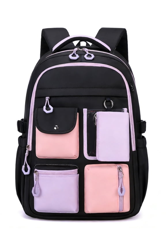 School Backpack Kawaii Bookbag with Smooth Zippers & Multiple Pockets Water-Resistant Colorblock Ergonomic Backpacks