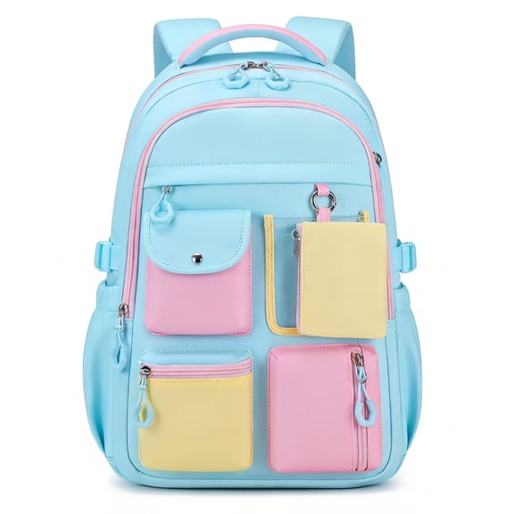 Soda Candy Girls Backpack for School Cute Colorblock Kids Backpack with Multi-Pocket Water Resistant Ergonomic Bookbag for Elementary Middle Hight School