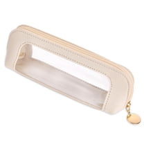 Soda Candy Small Clear Makeup Bag PU Leather Makeup Brush Bag Portable Transparent Waterproof Cosmetic Organizer Pouch with Zipper for Women Home Travel Office Makeup Storage
