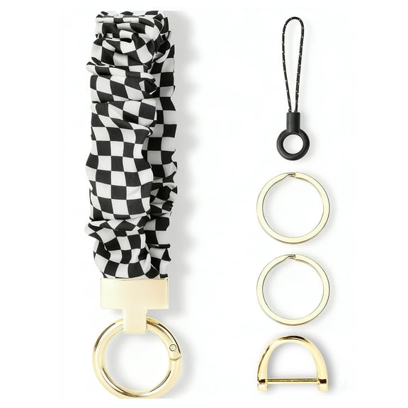 Soda Candy Scrunchie Keychain Wristlet for Women Stretch Car Key Holder Bracelet Key Chain for Car Keys with 3 Keyrings and D-ring for Gym, Shopping & Travel