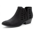 Soda Chance Black Cut Out Open Side Fashion Western Stacked Heel Ankle