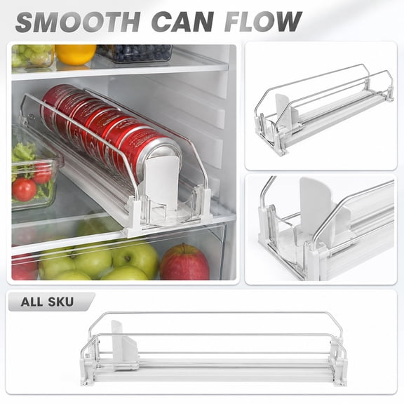 Soda Drink Auto-Pushing Storage Dispenser, Kitchen Cabinet Organizer, Storage Organizer, Pull Out Cabinet Drawer, Drawer Storage Organizer, 15X7X3 in 1Pc Lightweight Plastic