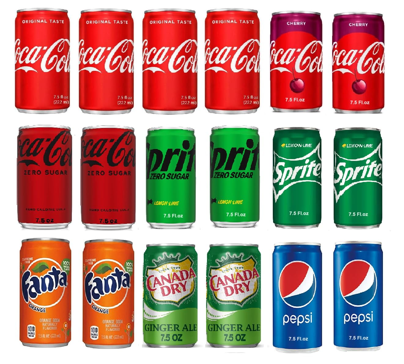 Soda Drinks Variety Pack 7.5 oz (Pack of 18) | 8 Flavors Drinks in Bulk ...