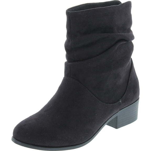 Soda Energy Women's Slouchy Pull On Low Block Heel Ankle Booties