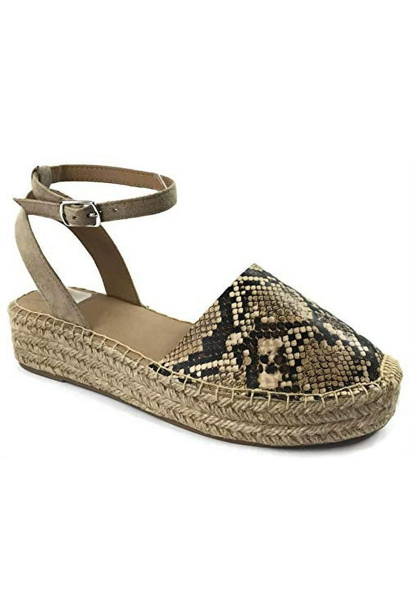 Fiesta Womens Casual Espadrilles Trim Rubber Sole Flatform Wedge (7.5)