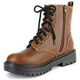 thumbnail image 1 of Soda Firm Whiskey Lace Up Rounded Toe Chunky Platform Classic Combat Ankle Boots (Whiskey, 8.5), 1 of 3