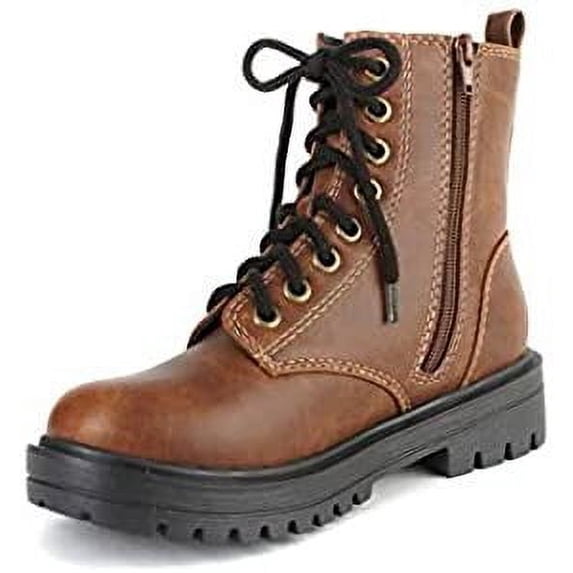 Soda Firm Whiskey Lace Up Rounded Toe Chunky Platform Classic Combat Ankle Boots (Whiskey, 8.5)