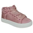 thumbnail image 1 of Soda Flat Women Chelsea Shoes Lace Up Satin Casual High Top Hidden Platform Sneakers White Sole Flatform booties SHADOW-G Pink Mauve 6, 1 of 3