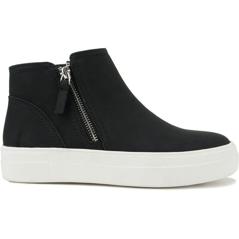 SODA Women Chelsea Shoes, Side Zipper, Canvas Suede, High Top