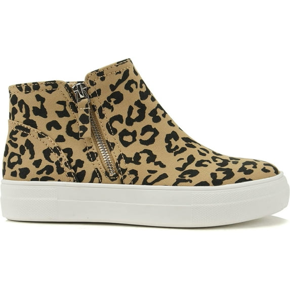 Soda Flat Women Chelsea Shoes Side Zipper Canvas Suede Casual High Top Hidden Platform Sneakers White Sole Flatform Cushion Foam booties ROUTE-G Cheetah Bobcat 11