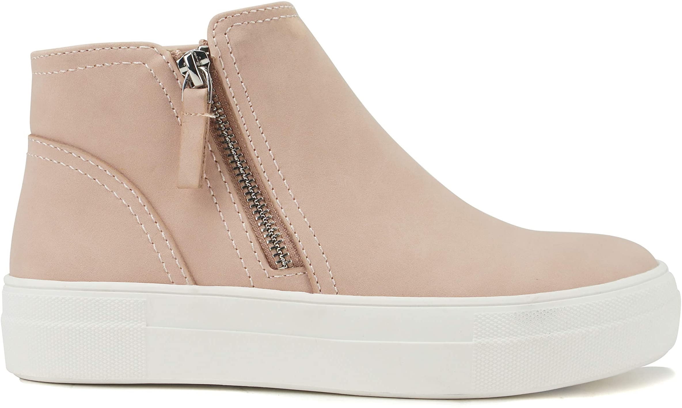 Soda Flat Women Chelsea Shoes Side Zipper Canvas Suede Casual High