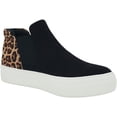 thumbnail image 1 of Soda Flat Women Chelsea Shoes Slip On Canvas Casual High Top Hidden Platform Sneakers White Sole Flatform Cushion Foam WOODS-S Cheetah Leopard Black 5.5, 1 of 5
