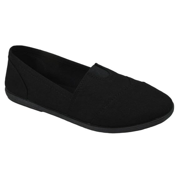 Soda Flat Women Shoes Linen Canvas Slip On Loafers Memory Foam Gel Insoles OBJI-S All Black 10