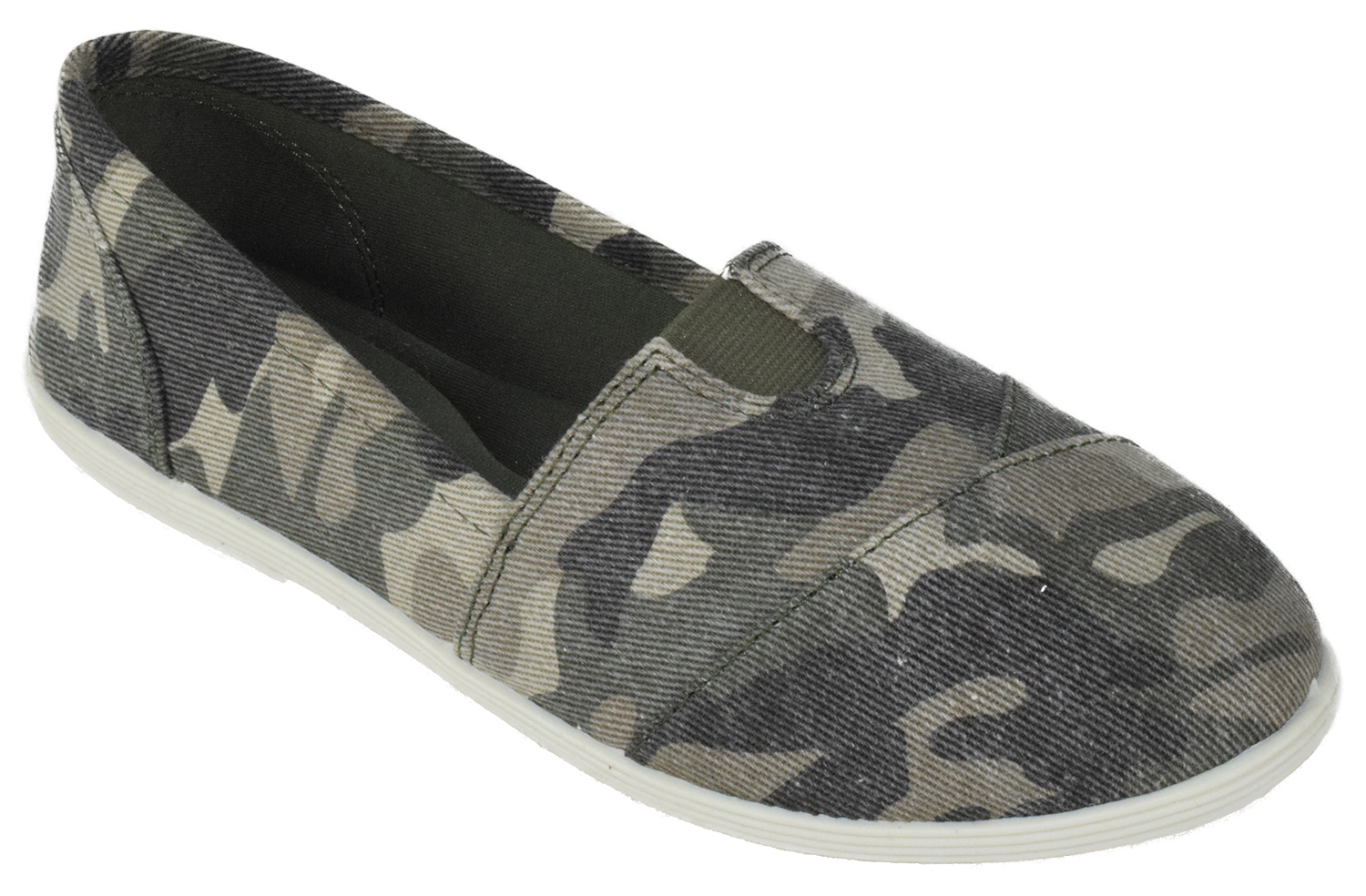 Soda Flat Women Shoes Linen Canvas Slip On Loafers Memory Foam Gel Insoles OBJI-S Camouflage Khaki Green 6.5 - image 1 of 2