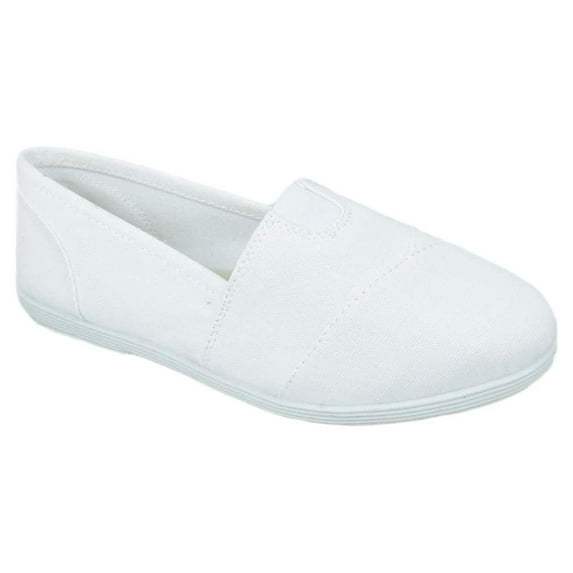 Soda Flat Women Shoes Linen Canvas Slip On Loafers Memory Foam Gel Insoles OBJI-S White 10