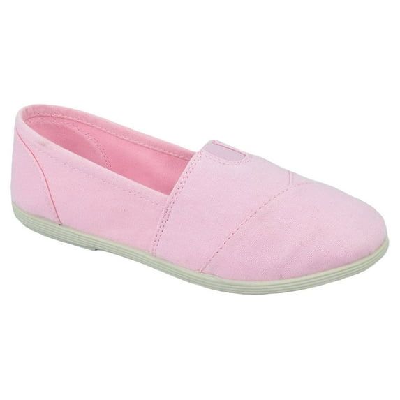 Soda Flat Women Shoes Linen Canvas Slip On Sneakers Loafers Memory Foam Gel Insoles Round Toe OBJI-S Light Pink 7.5