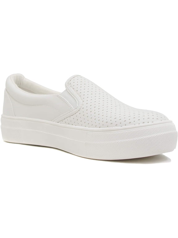 Flat Women Shoes Slip On Loafers Casual Sneakers Memory Foam Insoles Hidden Platform / Flatform Round Toe CROFT-G White 10
