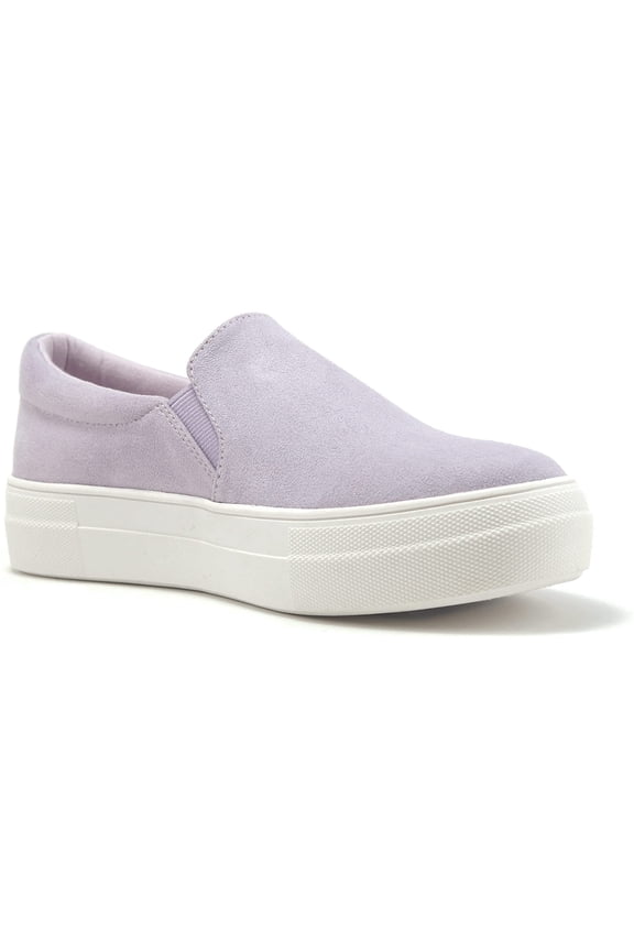 Flat Women Shoes Slip On Loafers Casual Sneakers Memory Foam Insoles Hidden Platform / Flatform Round Toe HIKE-G Light Purple Lavender 7