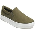 thumbnail image 1 of Soda Flat Women Shoes Slip On Loafers Casual Sneakers Memory Foam Insoles Hidden Platform / Flatform Round Toe HIKE-G Olive Khaki Green 5.5, 1 of 2