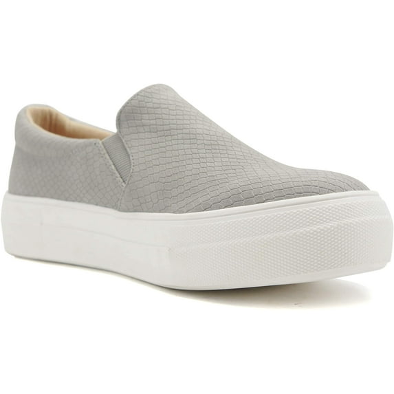 Soda Flat Women Shoes Slip On Loafers Casual Sneakers Memory Foam Insoles Hidden Platform / Flatform Round Toe HIKE-G PU Gray Cobra Snake 6