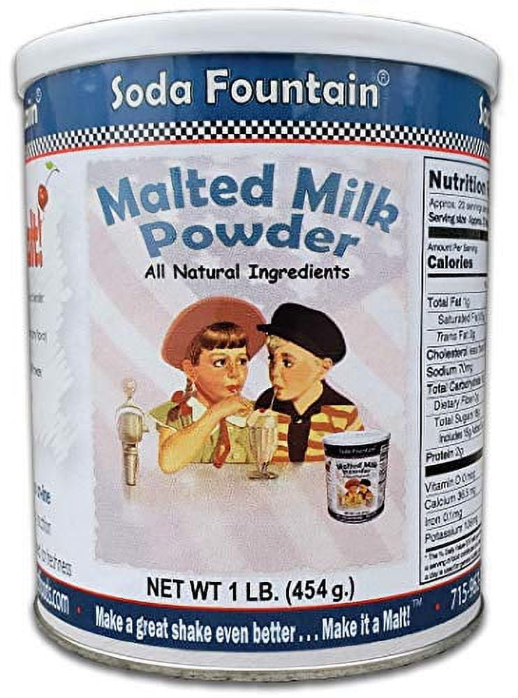 Soda Fountain Malted Milk Powder 1 lb. Canister - Malt Powder for Ice ...